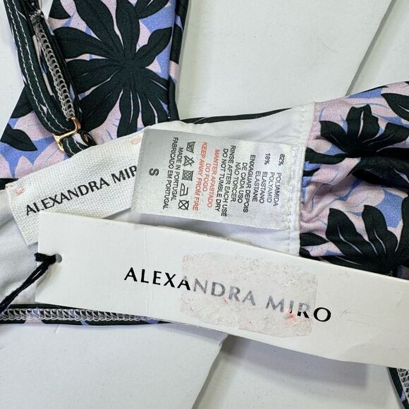 NEW Alexandra Miro Bikini Lola Top Tanga Bottom Palm Pink Blue Small - Picture 10 of 11